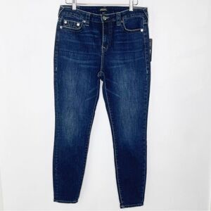 True Religion Jennie Curvy Mid Rise Super Skinny dark wash denim jeans - 31